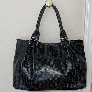 Mitzi Baker Black Leather Shoulder Bag